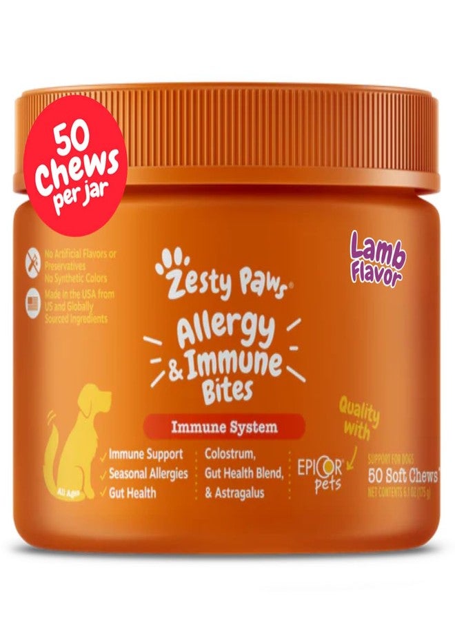 Zesty Paws Dog Allergy Relief Chews, Dog Probiotics for Itchy Skin and Ears, Lamb, 50ct - Image 1